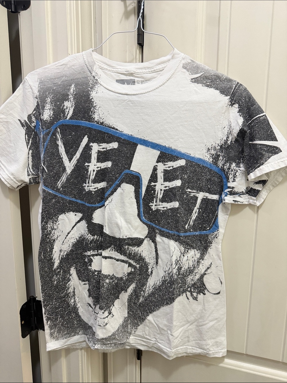 WWE YEET Men's Graphic Tee with Blue-Accent Sunglasses Print - White- Adult M